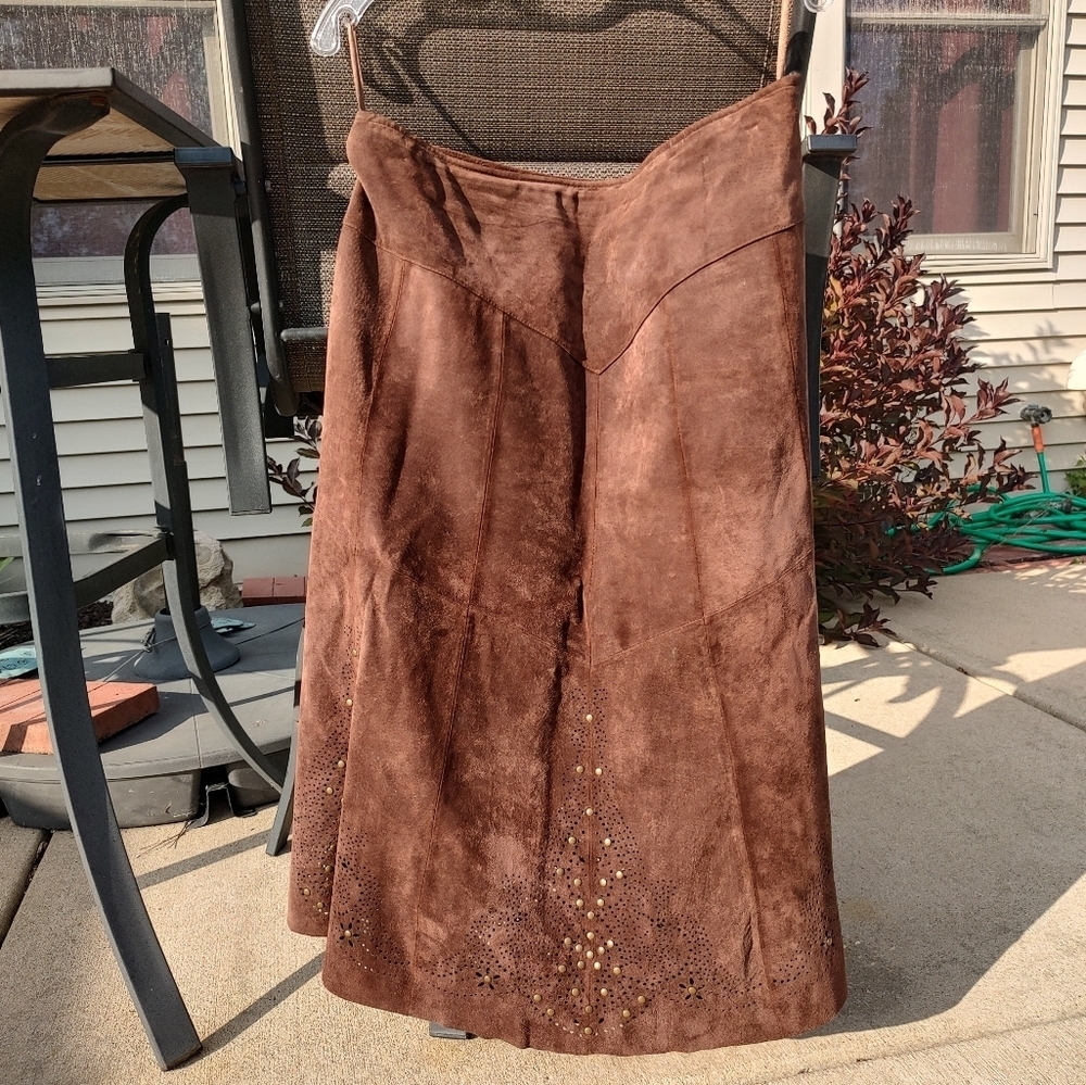 Leather Brown Petite Large Skirt! - Picture 10 of 12